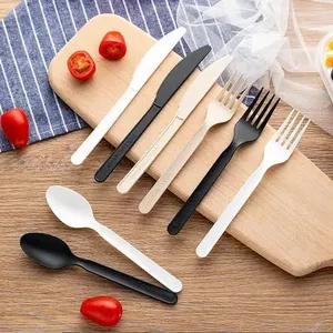 Factory Directly Price Biodegradable Tableware Set CPLA Fork Knife Spoon Disposable Plastic Cake Compostable Forks