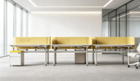Écran de bureau en forme de L, écran de bureau sculpté CNC, panneau acoustique d'intimité, 100% feutre PET, fibre de polyester, cloison de bureau OEM