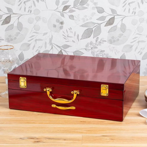 Vente directe usine : Boîte de rangement décorative rustique vintage en bois massif laqué pour couverts, organisateur de cuisine et de salle à manger - Product Image 1