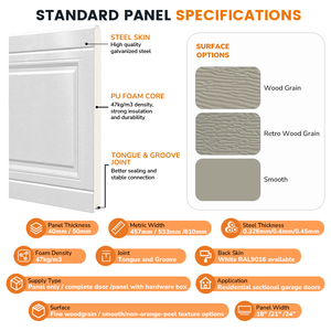 <span class=keywords><strong>Porte</strong></span> <span class=keywords><strong>de</strong></span> <span class=keywords><strong>garage</strong></span> sectionnelle en acier isolée, finition grain <span class=keywords><strong>de</strong></span> bois, pour usage résidentiel, vente en gros, OEM, certifiée CE - Product Image 5