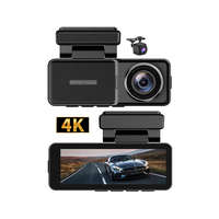 Caméra embarquée 4K à succès avec GPS et Wi-Fi, double objectif, boîte noire de voiture DVR, mini caméra avant et arrière intérieure avec éclairage LED