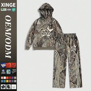 ชุดวอร์มลายพรางแบบโอเวอร์ไซส์ หนัก 500gsm รุ่นใหม่ประจำปี 2025 สำหรับคนไซส์ใหญ่  ลายพราง Real Tree พร้อมฮู้ดและกางเกงจ็อกกิ้ง - Product Image 1