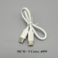 Kabel Data Pengisian Cepat USB-C ke USB-C 60W PD 30cm/1m, Kabel Daya 5-Core untuk Laptop dan Ponsel, Kabel Pengisian Cepat USB-C 60W PD