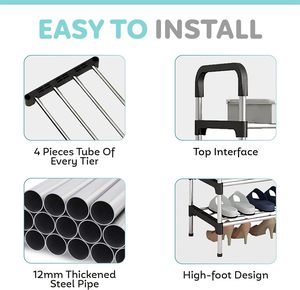Household Steel Pipe <b>Shoe</b> Rack Dormitory 5-layer Dustproof <b>Shoe</b> Cabinet <b>Storage</b> Rack Height Adjustable Metal <b>Shoe</b> Rack - Product Image 5