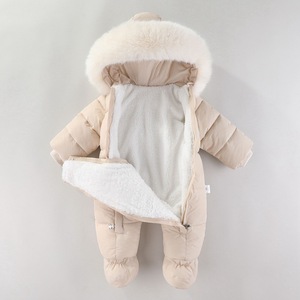 Mono con capucha gruesa y cálida, forrado con forro polar, para bebés niñas y niños - Product Image 1