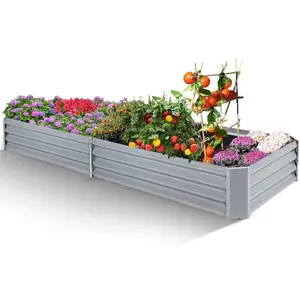 Brice Outdoor Gegalvaniseerd Metaal Verhoogde Tuin Bed Box Plantaardige Planter Voor Groeiende Verse Groenten, Bloemen, Kruiden
