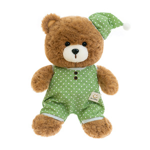 Cartoon Teddybär Plüschpuppe mit Clownhut und Pyjama, Weiche Polyester-PP-Baumwollfüllung, Schlafzimmer-Schlafbegleiter - Product Image 5