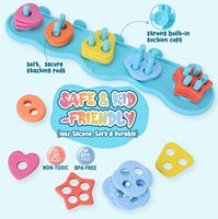 Juguetes Educativos Sensoriales para el Aprendizaje Temprano, Juguetes de Baño Libres de Moho, Juguetes de Silicona para Clasificar Colores y Formas y Apilar para Niños Pequeños
