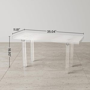 Hojas de acrílico gruesas sólidas de 35 pulgadas, tornillos combinados, <span class=keywords><strong>Banco</strong></span> de entrada fijo, <span class=keywords><strong>banco</strong></span> de almacenamiento largo y ancho Lucite para dormitorio - Product Image 2