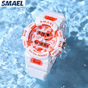 นาฬิกาควอตซ์ SMAEL 8083 หน้าปัดคู่ สีมาการอง กันน้ำ 30-50 เมตร สาย PU นาฬิกาข้อมือสำหรับเล่นกีฬา - Product Image 5