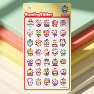 HIHI Club Standing PVC 3D Pop <b>Sticker</b> Sheet Sweet Dessert Korean Cute Character UV Printed <b>Diary</b> Planner Bulk Distributor - Product Image 1