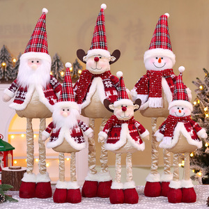 Nouvelles figurines de Noël en tissu de style dessin animé, décorations télescopiques, Père Noël, bonhomme de neige, renne, poupée à longues jambes, cadeau de Noël - Product Image 1