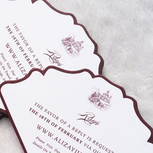 विंटेज बर्गंडी प्रोग्राम कार्ड प्रशंसक के आकार के शादी मेनू कार्ड - Product Image 5