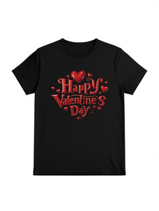 T-shirt da donna in edizione limitata per San Valentino, stampa cuore rosso, girocollo, manica corta, casual, primavera estate - Product Image 1
