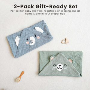 <span class=keywords><strong>Serviette</strong></span> <span class=keywords><strong>de</strong></span> bain à capuche pour bébé en coton mousseline 4 couches, absorbante, avec oreilles d'animaux <span class=keywords><strong>de</strong></span> dessin animé - Product Image 4