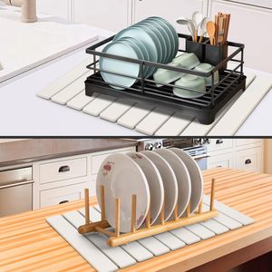 Classic Large Stone Dish <b>Drying</b> <b>Mats</b> <b>Kitchen</b> Counter Quick Dry Collapsible Eco-Friendly Absorbent Diatomaceous Earth <b>Mats</b> - Product Image 4