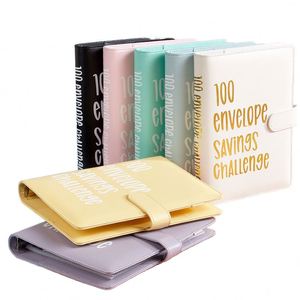 Cheapest A5 100 Envelope Money Savings Challenge Binder, PU Cover Loose-leaf Agenda <b>Notebooks</b>, 100 Day Savings Challenge Binder - Product Image 1