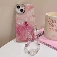 Casing ponsel desain Korea untuk anak perempuan, casing ponsel motif berlian perlindungan kamera terbaik dengan tali rantai