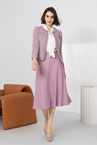 MINZESTYLE <span class=keywords><strong>Blazer</strong></span> Elegante da <span class=keywords><strong>Donna</strong></span> Autunno/Inverno Primavera in <span class=keywords><strong>Tweed</strong></span> a Quadri con Maniche Lunghe e Bordi Grezzi - Product Image 3