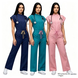Königsblauer Jogger-Style Weitbein-Jumpsuit, OP-Overall, Dehnbarer Chirurgischer Jumpsuit für Krankenschwestern, 42388 Reißverschluss-Bodysuit - Product Image 1
