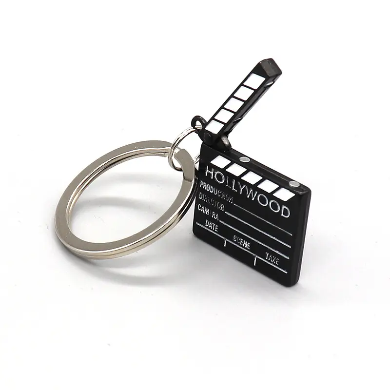 Kreative Geschenke Handwerk Lustige Zink legierung Mini Film Director Movie Cut Action Szene Clapper Board Form Schlüssel ring halter Schlüssel bund