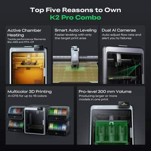 Impresora 3D Creality K2 Pro 200x250x300mm FDM con Cámara Dual IA CFS, Completamente Ensamblada - Product Image 3