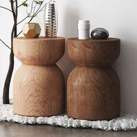 Tabouret de jetée en bois massif de style scandinave Table d'appoint en forme de bûche avec siège en tissu Ornement de souche d'arbre Salon Chaise confortable