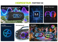 Enceinte sans fil Hopestar Party168 400W, caisson de basses portable, lumière RGB, double microphone karaoké, étanche IPX6, pour extérieur