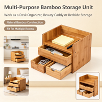 Boîte de rangement de bureau en bambou, organiseur de tiroir à plusieurs compartiments pour fournitures de bureau et coiffeuse de chambre, rangement quotidien