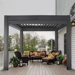 Arcos de jardín al aire libre Impermeable Control remoto Pérgola motorizada Toldo exterior ajustable de alta calidad