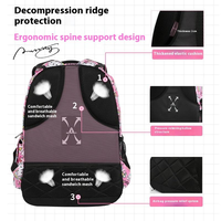 Sac à dos de grande capacité en nylon imperméable, style dessin animé, avec fermeture éclair et ceinture à coussin d'air, pour élèves du primaire (3e-6e année)