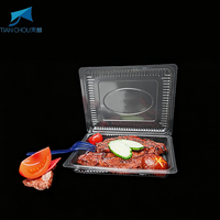 Contenants alimentaires en plastique PET transparents rectangulaires jetables et recyclables de la marque TIANCHOU, modèle JS-03, pour le bœuf, la viande, le poulet