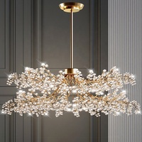 Suspension florale moderne de luxe K9 en cristal personnalisée villa LED design de lumière décorative lustre de raisin de salon créatif