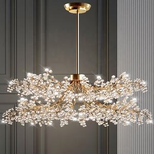 Suspension florale moderne de luxe K9 en cristal personnalisée villa LED design de lumière décorative lustre de raisin de salon créatif - Product Image 5