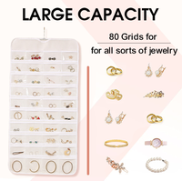 Bolsa Organizadora de Joyas Plegable de Doble Cara con 48 Bolsillos para Viaje, para Guardar Aretes y Collares