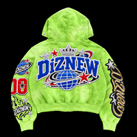 Sweat-shirt court à capuche pour homme DiZNEW High Street, style Cyber Pop, avec broderie logo et empiècements, style Y2K, fabrication OEM