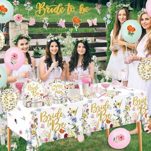 Banderola para Futura Novia, Set de Vajilla para Despedida de Soltera con Diseño de Flores Silvestres, Decoraciones para Despedida de Soltera en Tono Oro Rosa, de Soltera a Esposa - Product Image 5