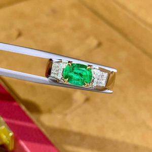 <b>18K</b> <b>Gold</b> <b>Men</b> <b>Ring</b> 1.23CT Natural Zambian Emerald Inlaid With 40 Pcs Diamonds Fine Gemstone Jewelry - Product Image 2