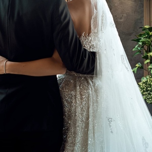 Lusso con perline illusione monospalla matrimonio per sposa africana abito da sposa lungo fino al pavimento in pizzo strascico staccabile con strascico - Product Image 4