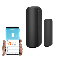 Détecteur d'ouverture/fermeture de porte/fenêtre avec télécommande Tuya, alarme via application mobile, compatible Alexa et Google Home, piles AAA, alarme 80 dB, boîtier noir