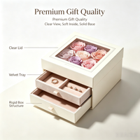 Boîte à bijoux transparente personnalisée avec rose éternelle pour collier et bague – Idéale pour la Saint-Valentin, les mariages et les anniversaires