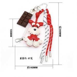 DIY Luxury Cartoon Schnauzer PU Leather Car Keychain for Women's Handbag High Quality Dog <b>Bag</b> <b>Charms</b> - Product Image 5
