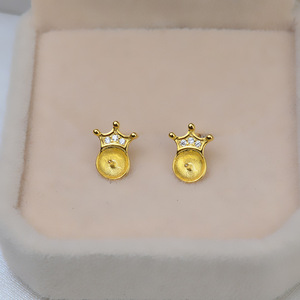 Pendientes de Plata S925 con Forma de Corona, Aretes de Trébol Modernos, Accesorios de Perlas DIY, Base Vacía para Pendientes Femeninos 1184 - Product Image 3