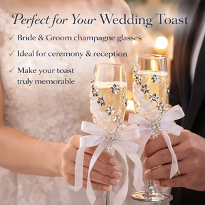 แก้วแชมเปญสำหรับเจ้าบ่าวเจ้าสาว แก้วไวน์สำหรับงานแต่งงาน ใช้สำหรับดื่มฉลอง <span class=keywords><strong>ของ</strong></span>ขวัญแต่งงานสุดหรูสำหรับคู่รัก และของตกแต่งโต๊ะ - Product Image 5