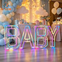 Lettres et chiffres géants lumineux RVB néon pour commandes en gros, 3ft 4ft 5ft 6ft, pour enseignes de mariage, anniversaire, fête et événement à grande échelle