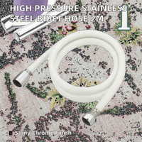 Kit de douche flexible haute pression en acier inoxydable chromé de 1,5 m et 2 m, design moderne, avec inverseur, tuyau de bidet Shatafa blanc facile à installer