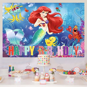Fondo de la Sirenita, Fondo de la Princesa <span class=keywords><strong>Ariel</strong></span>, Pancarta para Fotografía, Decoración de Fiesta de Cumpleaños para Niñas - Product Image 2