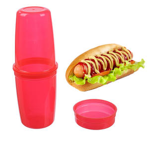 2 en 1 para ir almuerzo de viaje reutilizable twistable burrito plástico <span class=keywords><strong>sub</strong></span> sándwich rollo y salchicha contenedor para perrito caliente - Product Image 1