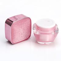 Pot cosmétique vide de luxe en acrylique bleu plat 20G pour crème et lotion visage, personnalisable avec couvercle, vente en gros