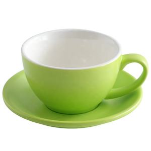 Juego de Taza <span class=keywords><strong>y</strong></span> Platillo de Cerámica Colorida de 300 ml para Café Capuchino, Taza para Latte con Diseño de Boca Ancha, Estándar para Competencias de Barista, Logotipo Personalizado - Product Image 6